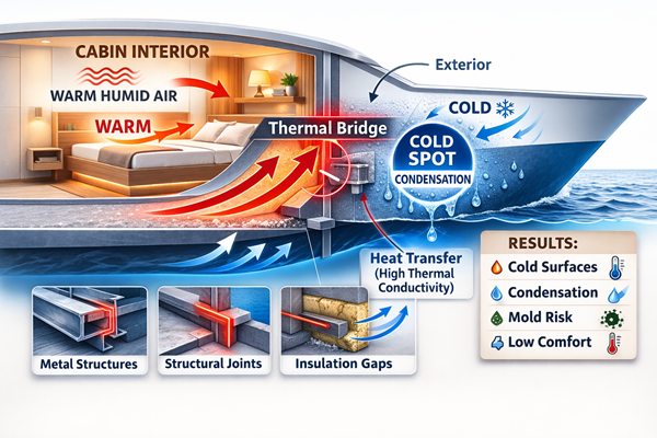 Thermal bridges in yachts: the hidden cause of condensation and poor cabin comfort