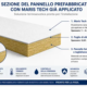 Sezione del pannello prefabbricato per isolamento acustico nautico con rivestimento Maris Tech già applicato in fabbrica su foglio di alluminio.