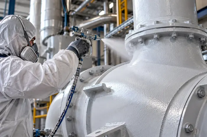 Applicazione a spruzzo di isolamento termico su geometrie industriali complesse